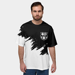 Футболка оверсайз мужская Barcelona черно белые краски, цвет: 3D-принт — фото 2