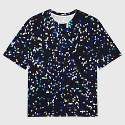 Футболка оверсайз мужская Чёрно-синий мозаика паттерн, цвет: 3D-принт
