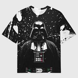 Футболка оверсайз мужская Дарт Вейдер черно-белый фон, цвет: 3D-принт