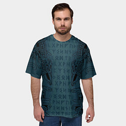 Футболка оверсайз мужская Руны и скандинавская татуировка Одина, цвет: 3D-принт — фото 2