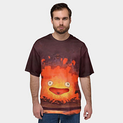 Футболка оверсайз мужская Кальцифер акварель, цвет: 3D-принт — фото 2