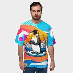Футболка оверсайз мужская Пингвин фотограф на льдине, цвет: 3D-принт — фото 2