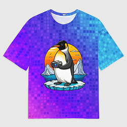 Футболка оверсайз мужская Пингвин с фотоаппаратом, цвет: 3D-принт