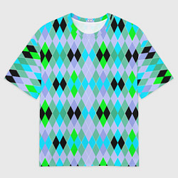 Футболка оверсайз мужская Геометрический узор с разноцветными ромбами, цвет: 3D-принт