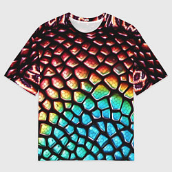 Мужская футболка оверсайз Макро кожа дракона