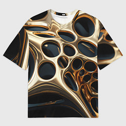 Мужская футболка оверсайз Черно-золотая абстракция