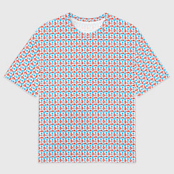 Мужская футболка оверсайз Красно-синие фигуры на белом фоне