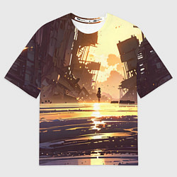Мужская футболка оверсайз Аниме под солнцем
