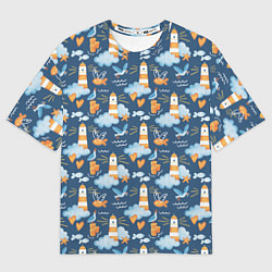 Футболка оверсайз мужская Маяк в облаках, цвет: 3D-принт