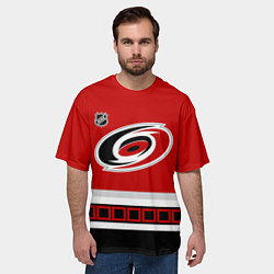 Футболка оверсайз мужская Каролина Харрикейнз хоккей, цвет: 3D-принт — фото 2
