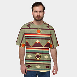 Футболка оверсайз мужская Этнический мотив с горами, цвет: 3D-принт — фото 2