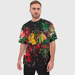 Футболка оверсайз мужская Chicago Blackhawks NHL black, цвет: 3D-принт — фото 2