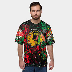 Футболка оверсайз мужская Chicago Blackhawks NHL black, цвет: 3D-принт — фото 2