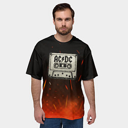 Футболка оверсайз мужская ACDC лого на кассете, цвет: 3D-принт — фото 2