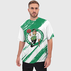 Футболка оверсайз мужская Boston Celtics white and green, цвет: 3D-принт — фото 2