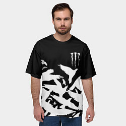 Футболка оверсайз мужская Monster energy crow, цвет: 3D-принт — фото 2