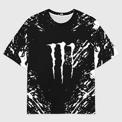 Мужская футболка оверсайз Monster energy white splash