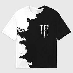 Мужская футболка оверсайз Monster energy краски белые