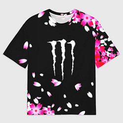 Футболка оверсайз мужская Monster energy sakura, цвет: 3D-принт