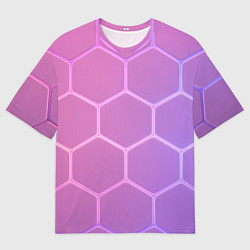 Мужская футболка оверсайз Розовые неоновые соты