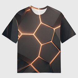 Футболка оверсайз мужская Серая текстура из сот, цвет: 3D-принт