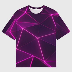 Мужская футболка оверсайз Плиты с фиолетовыми гранями