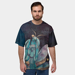 Футболка оверсайз мужская Богомол акварельный, цвет: 3D-принт — фото 2