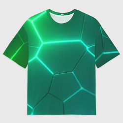 Мужская футболка оверсайз Зеленые неоновые плитки