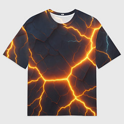 Мужская футболка оверсайз Молнии и черные объемные плиты