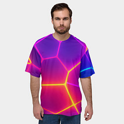 Футболка оверсайз мужская Синие плиты с фиолетовым свечением, цвет: 3D-принт — фото 2