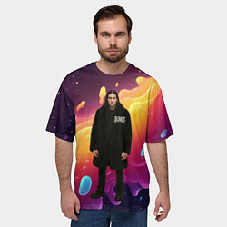 Футболка оверсайз мужская Bones во весь рост в черной одежде, цвет: 3D-принт — фото 2