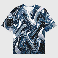 Футболка оверсайз мужская Тёмно-синий искажённая абстракция, цвет: 3D-принт