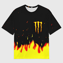 Футболка оверсайз мужская Monster energy fire steel, цвет: 3D-принт