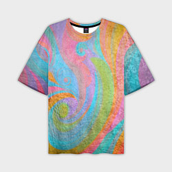 Футболка оверсайз мужская Абстракция - multicolored curves, цвет: 3D-принт