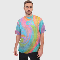 Футболка оверсайз мужская Абстракция - multicolored curves, цвет: 3D-принт — фото 2
