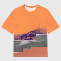 Мужская футболка оверсайз Элитное авто в пустыни