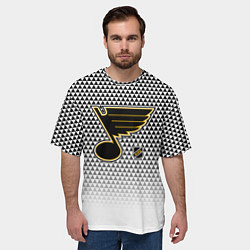 Футболка оверсайз мужская Сент Луис Блюз - белый градиент, цвет: 3D-принт — фото 2