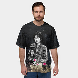 Футболка оверсайз мужская Игрок 067 с маской - Игра в кальмара, цвет: 3D-принт — фото 2