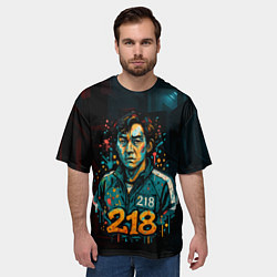 Футболка оверсайз мужская Игра в кальмара игрок 218 граффити, цвет: 3D-принт — фото 2