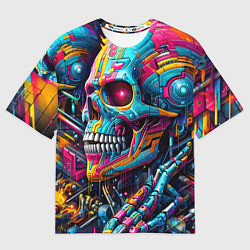Мужская футболка оверсайз Cyber skull - pattern