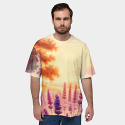 Футболка оверсайз мужская Поле цветочное, цвет: 3D-принт — фото 2