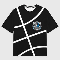 Мужская футболка оверсайз Даллас Маверикс - текстура черного мяча