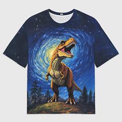 Футболка оверсайз мужская Тираннозавр Рекс - звездная ночь, цвет: 3D-принт