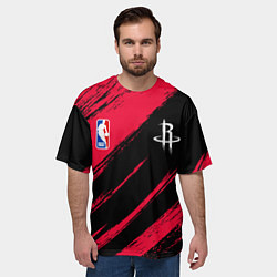 Футболка оверсайз мужская Хьюстон Рокетс - цвета команды, цвет: 3D-принт — фото 2