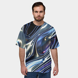 Футболка оверсайз мужская Серебро жидкий металл, цвет: 3D-принт — фото 2