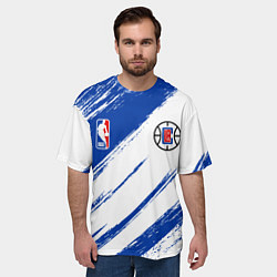 Футболка оверсайз мужская Клипперс - синяя краска, цвет: 3D-принт — фото 2