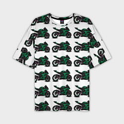 Футболка оверсайз мужская Motorbike dark green, цвет: 3D-принт