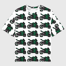Мужская футболка оверсайз Motorbike dark green