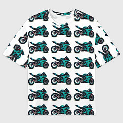 Мужская футболка оверсайз Motorbike light blue