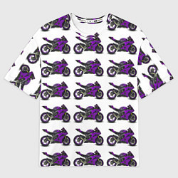 Мужская футболка оверсайз Motorcycle purple